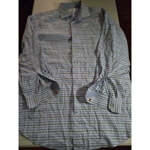 Robert Graham Men's Button Down Shirt 48 19 Blue Check Long Sleeve‎